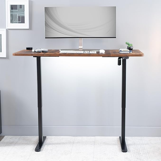 VIVO Electric 60 x 30 inch Stand Up Desk, Height Adjustable, Rustic Vintage Brown Top Black Frame, Home and Office Furniture Sets, DESK-KIT-0B6N