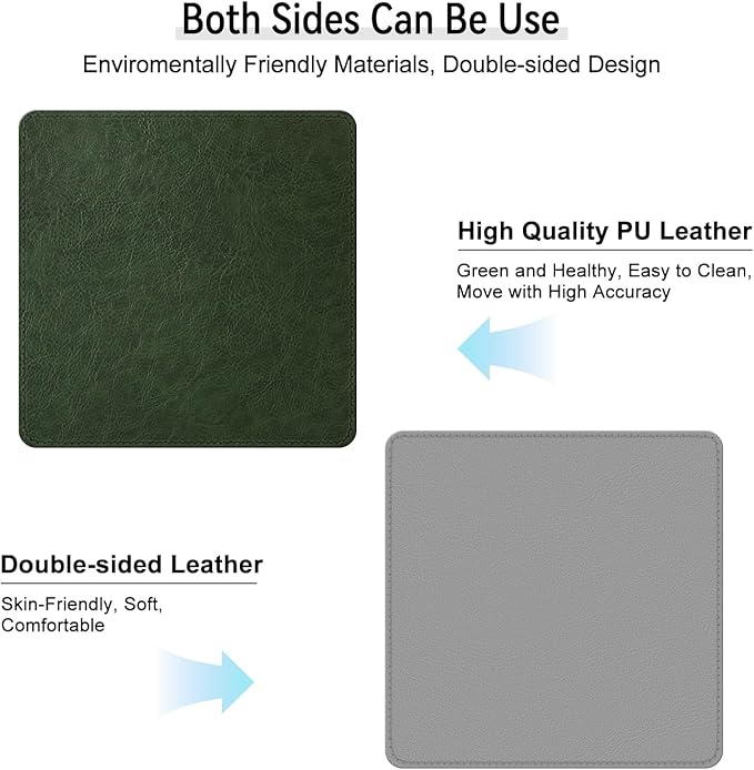 Imitation Crazy Horse Leather Desk Mat - Waterproof Desk Pad - Ideal for Large Mouse Pad and Desk Mats on Top of Desks (Green+Gray, 11"*8")