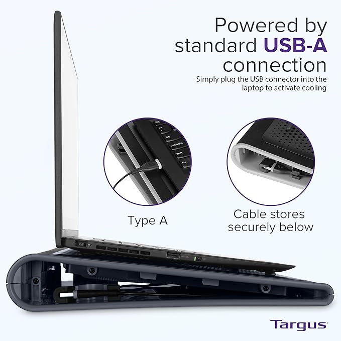 Targus 17 Inch Dual Fan Lap Chill Mat - Soft Neoprene Laptop Cooling Pad for Heat Protection,Fits Most 17" Laptops and Smaller - USB-A Connected Dual Fans for Heat Dispersion (AWE55US),(Pack of 8)