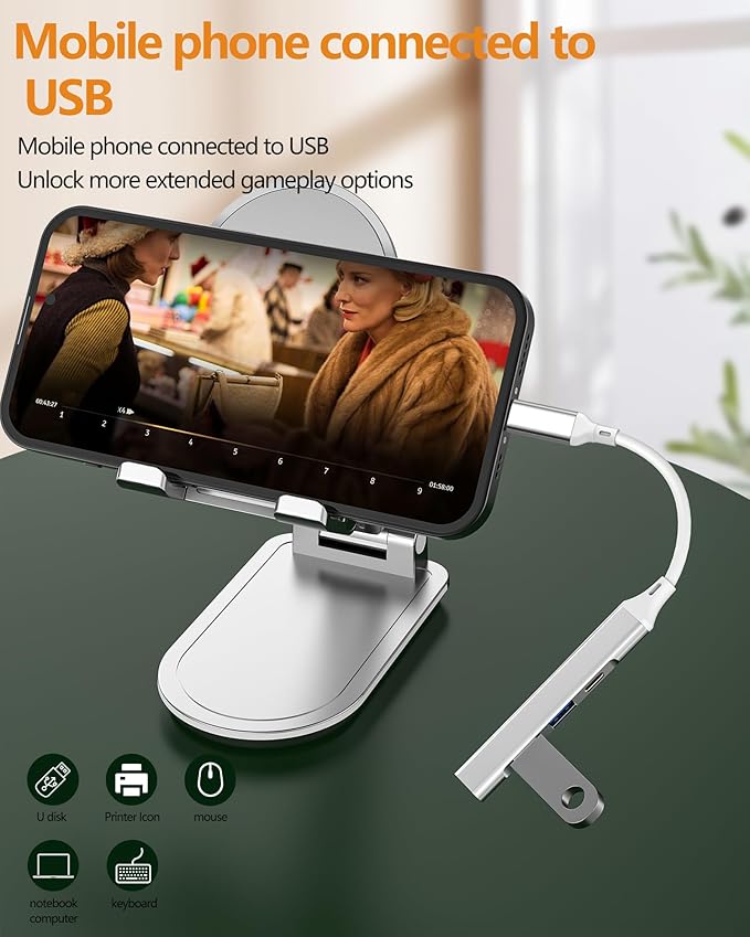Lightning to USB Adapter(4in1)for Apple HUB for iPhone 14 13 12 OTG 3.0 USB A Port Camera Card Reader Photo Data Transfer External Flash Drive for iPad Charger Cable Splitter keyboard Mouse Connector