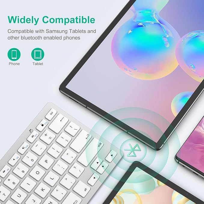 SPARIN Bluetooth Keyboard for Samsung Galaxy Tab A11 Plus/A9 Plus/S11/S10 FE/S10+/S6 Lite, Wireless Keyboard for Android, Windows,Samsung Tablet, PC, Phone-Ergonomic, Lightweight, Ultra-Slim-Grey