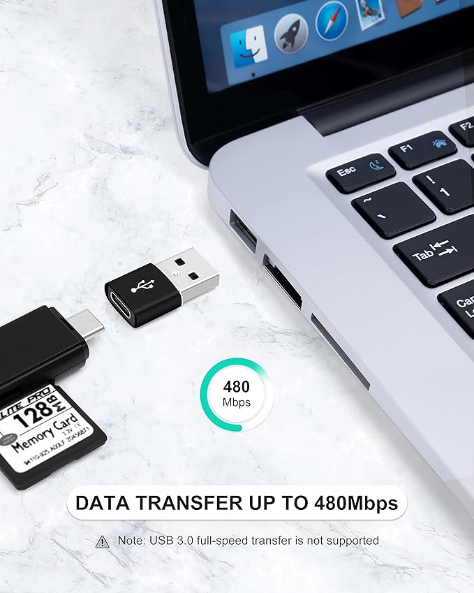 Upgraded USB C Female to USB A Male Adapter,Type C to USB A Charger Cable Converter for Apple iWatch 7 AirPods,MacBook,iPhone 11 12 13 14 Pro Max,iPad mini 6,Samsung Galaxy S20 S21 S22 (4Pack)