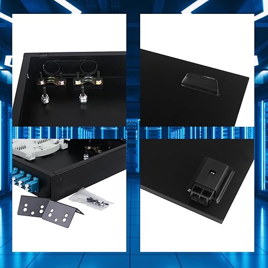 LC-SM 24 Duplex 48 Port Rack Mount Enclosure Box with Splice Tray Singlemode LC-UPC Kit (Includes 1.2 Meter Pigtail and 24PC Coupler)