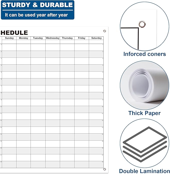 Large Work Schedule Board for Wall,24x36 Inch Reusable Week Employee Scheduling White Board,Job Planning Whiteboard Dry Erase Weekly Work Calendar for Property Hospital School & Restaurant