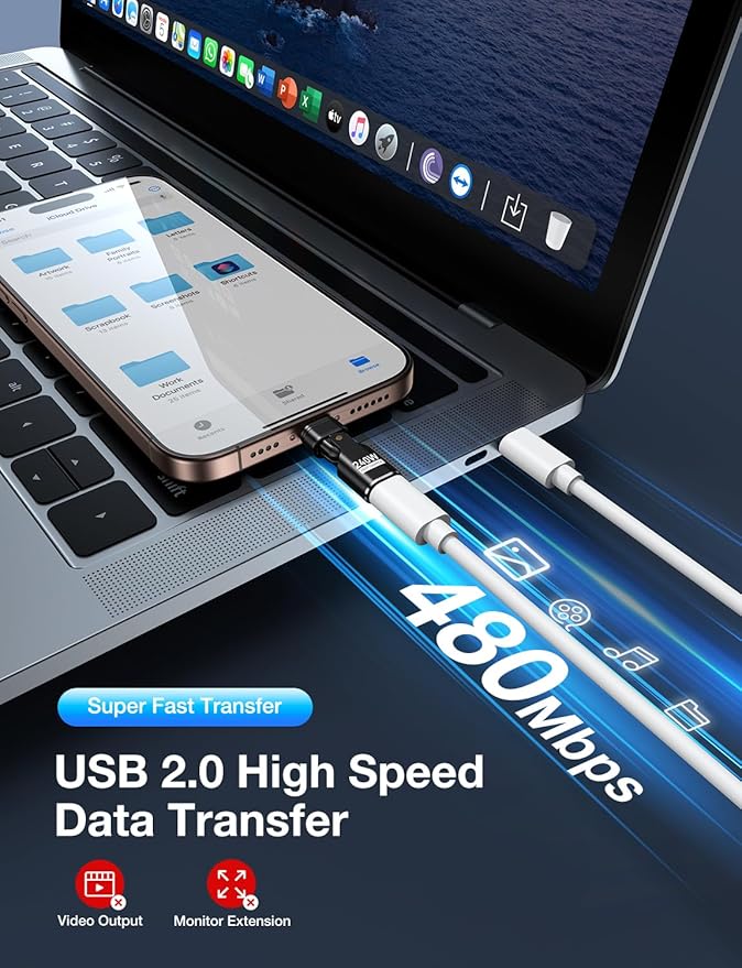 AUFU 16PIN 240W USB C Magnetic Adapter(2Pack)/180° Rotation USB C Right Angle Adapter/90 Degree C Adapters/Type C Magnetic for 1Phone 16/15/Ma-Book/1Pad Series, Samsung Galaxy, Google Pixel, Laptop