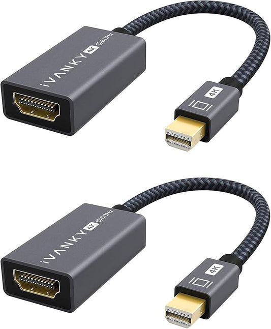 IVANKY 4K@60Hz Active Mini DisplayPort to HDMI Adapter 2Pack, Thunderbolt 1&2 to HDMI, Mini DP to HDMI Adapter for MacBook Air/Pro, Surface Pro/Dock/Book, Monitor, Projector-Grey