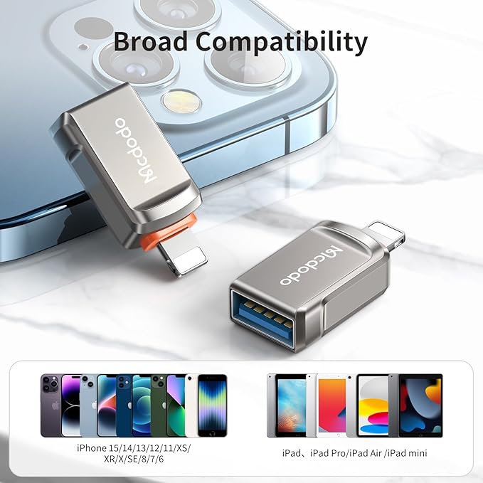 mcdodo Lightning Male to USB3.0 Female Adapter OTG Cable,USB Camera Adapter OTG Data Sync Cable 2 Pack Support Camera Card Reader for iPhone Mouse and Keyboard Hub,Piano Converter,USB Disk Connection