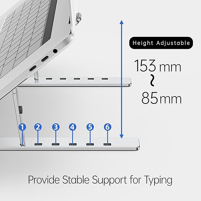Portable Laptop Stand (Include Storage Bag), Adjustable Folding Aluminum Stand, Compatible with 10-15.6 Inch Laptops, iPad, Tablet. Silver