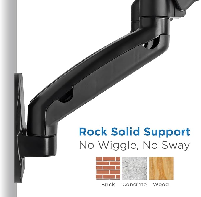Mount-It! Dual Monitor Wall Mount - 2 Monitor Wall Brackets - Full Motion Adjustable Computer Monitor Wall Mount with Articulating Arms for up to 27" Screens with 75 or 100 VESA Patterns