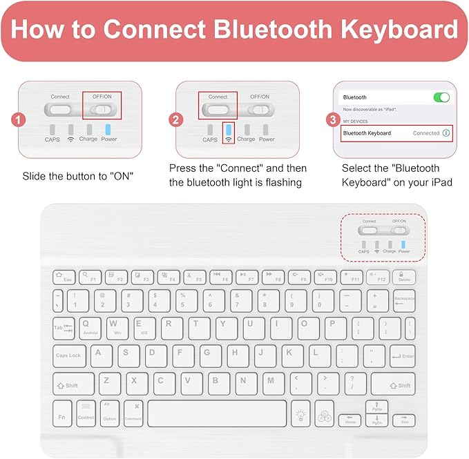 Soke for iPad (A16) 11th/10th Generation Case with Keyboard(2025/2022)-7 Color Backlight Wireless Detachable Folio Keyboard Cover with Built-in Pencil Holder for iPad 11/10.9 inch, Watermelon Red