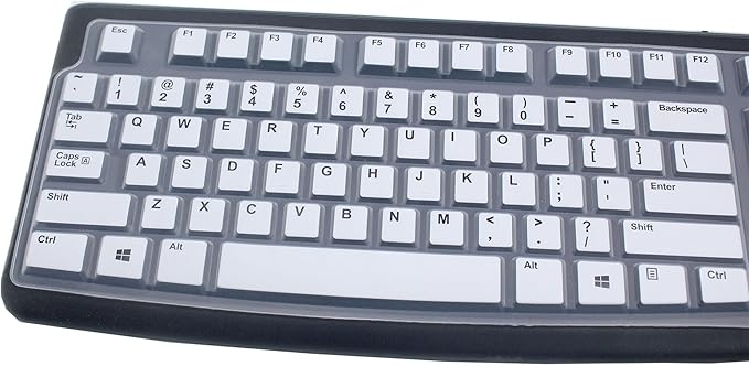 Silicone Keyboard Skin Cover Protector Compatible with Logitech K120 & MK120 Full-Size Wired Keyboard, MK120 & K120 Keyboard Protective Accessories (White)