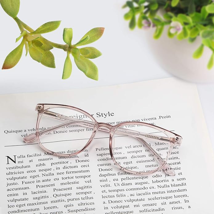 FONHCOO Blue Light Blocking Glasses Fashion Round TR90 Frame Transparent Eyewear Anti UV Computer Glasses for Women Men