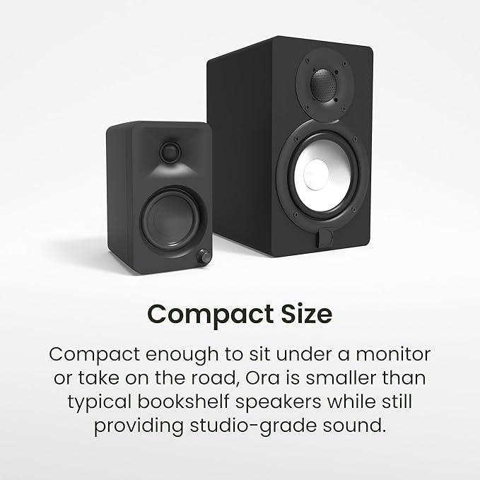 Kanto ORAMR 100W Powered Reference Desktop Computer Speakers with Bluetooth 5.0 and USB-C Input | Bi-Amplified | 100 Hz Automatic Crossover | Reference Quality Sound | Pair | Red
