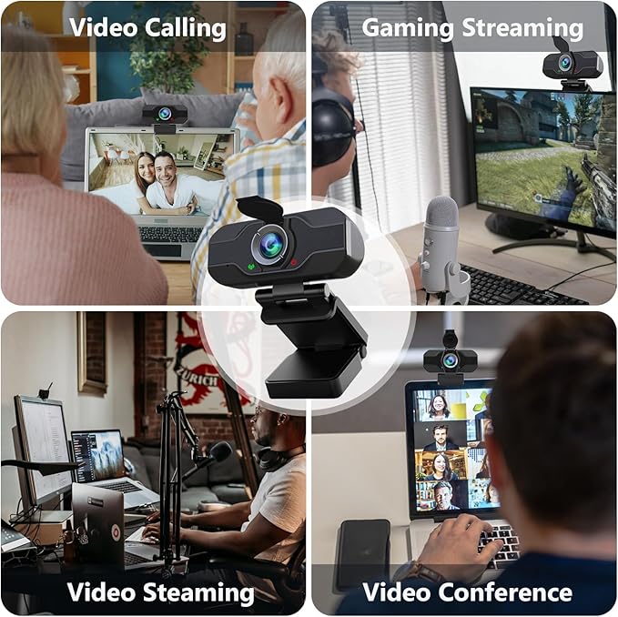 USB C Camera 1080p Webcam with Microphone/Tripod/Cover,Auto Light Correction, Web Camera Desktop Computer, Plug & Play Pro Webcam for PC, Laptop,Computer,Mac,Zoom/Teams/Skype/Twitch Streaming