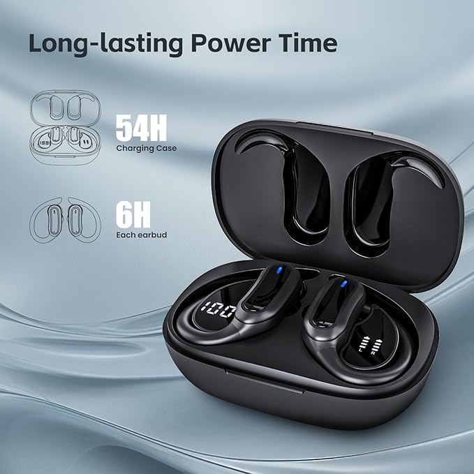 Wireless Earbuds, Bluetooth 5.4 Headphones, True Wireless Stereo Sound Earphones with Noise Cancelling Mic, Fast Charging, IPX7 Waterproof, Comfort Fit Ear Buds for Sports/Workouts/Travel (Deep Black)