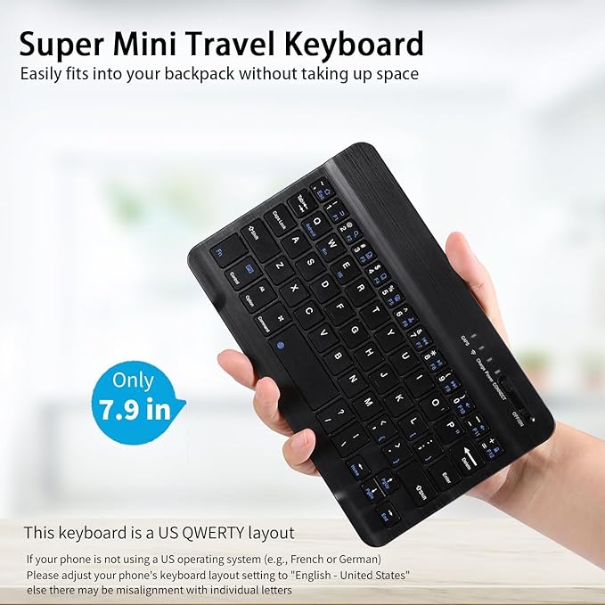 for Samsung Galaxy Z Fold 7 6 5 Keyboard and Mouse, Portable Mini 7.9 inch Bluetooth Keyboard with Leather Case and Capacitive Pen, 4 in 1 Travel Set for Z Trifold fold7 Accessories