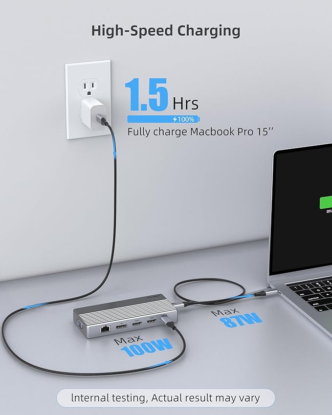 Laptop USB c Docking Station 4 Monitors,lsikmc 13-in-1 usbc Hub with Dual HDMI 4k,DP 4k, VGA, 100W PD, Gigabit Ethernet,3*USB 3.0/USB-c,SD/TF Card Reader,3.5Audio, Computer Dock for Dell/HP/Lenovo