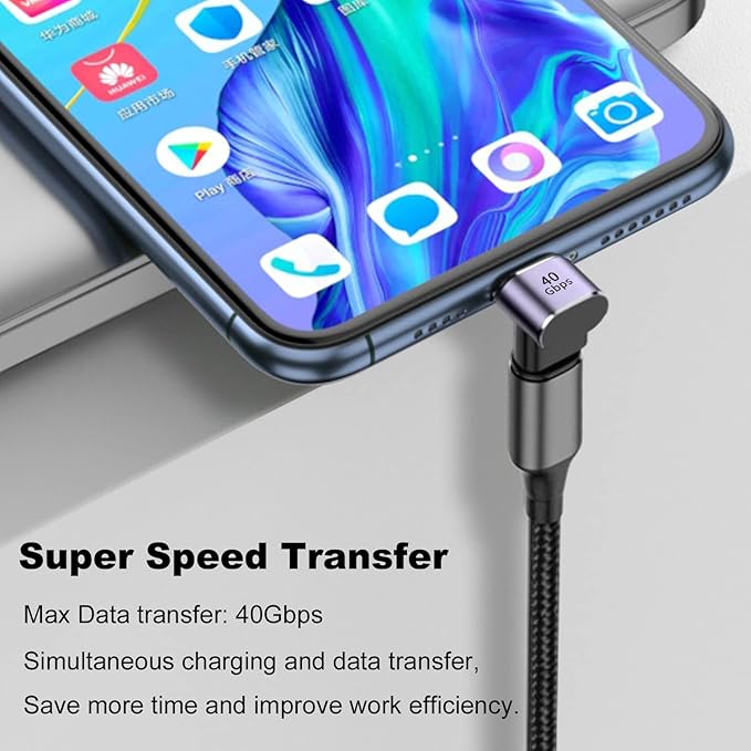 AreMe 90 Degree USB-C Male to USB-C Female Adapter (4 Pack), Type-C Up and Down Right Angle 40Gbps PD 100W Fast Charging Connector for Steam Deck, Switch, Laptop, MacBook Pro/Air, Tablet and Phone