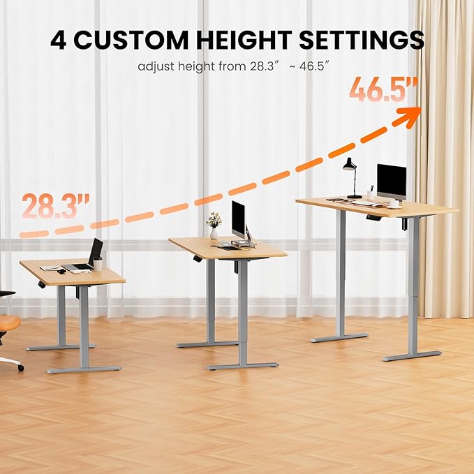 ErGear Electric Stand up Desk Frame,4 Memory Height Settings Height Adjustable Table Legs, Sit Stand Desk Frame Up to 47.2" , Ergonomic Standing Desk Base Workstation, Grey Frame Only