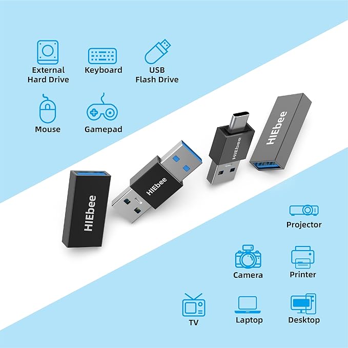 4 in 1 USB 3.0 Adapter Pack - A to A Male, A to C Male, A to C Female, A to A Female - Compatible with Laptop, Hard Drive