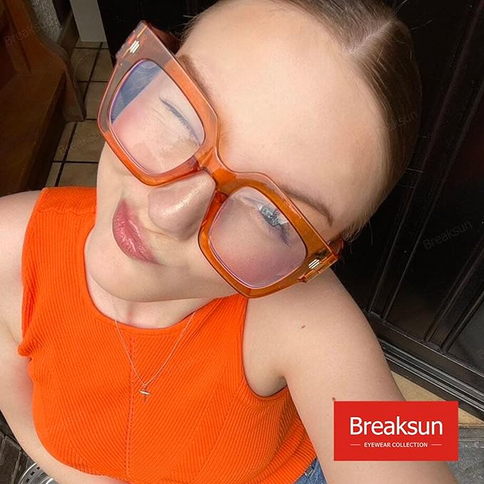 Fashion Oversized Blue Light Blocking Glasses for Women Men Trendy Big Square Frame Computer Eyeglasses