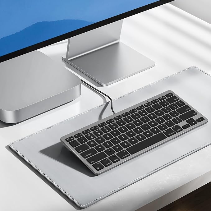 OMOTON Wired Keyboard for Mac Devices ONLY with Dual Interface, Comfortable Typing Angle & Stable Connection, Compatible with MacBook, iMac, Mac mini, PC-Grey