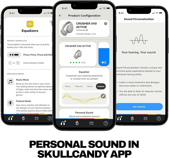 Skullcandy Crusher 540 Active Wireless Bluetooth Headphones with Multi-Sensory Bass, Noise Isolating Over-Ear Fit, Sweat and Water Resistant, 40 Hours Battery, Microphone for iPhone Android - Coal