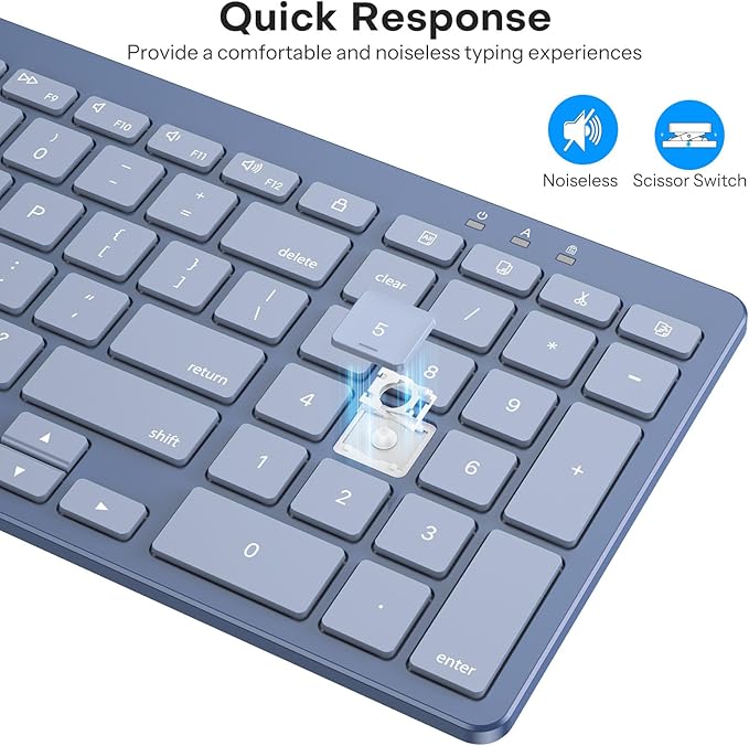 OMOTON Wired Keyboard Compatible with Mac, with Dual Interface (USB and Type-C), Numeric Keypad Compatible with MacBook Pro/Air, iMac, Mac mini/Pro Laptop, Blue