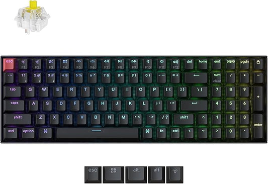 Keychron K4 96% Layout QMK Wireless and Wired Options Mechanical Keyboard Super Banana Switch, RGB Backlight with Shine-Through Double-Shot PBT Keycaps for Mac Windows - Version 3