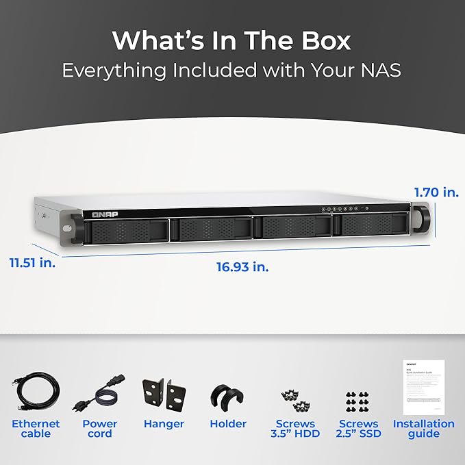 QNAP TS-433eU-US Compact 1U Short-Depth rackmount 2.5GbE NAS, Affordable Edge Storage with NPU Acceleration (Diskless)