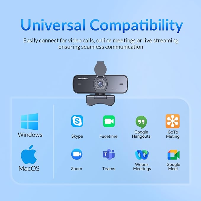4K Webcam for PC with Stable Auto Focus, Smooth Video, 2 Noise-Cancelling Microphones, USB Plug & Play, Ideal for Online Teaching, Meetings, and Remote Communication