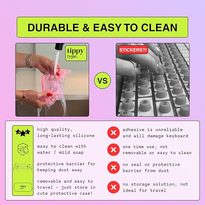 TIPPY TYPE Raised Keyboard Cover for Long Nails - Fits MacBook Pro & Air, iPad 13", & Magic Keyboard (No Numpad) -Silicone -The Original -Comfortable Typing, Quiet, Nail Protection (Milky White)