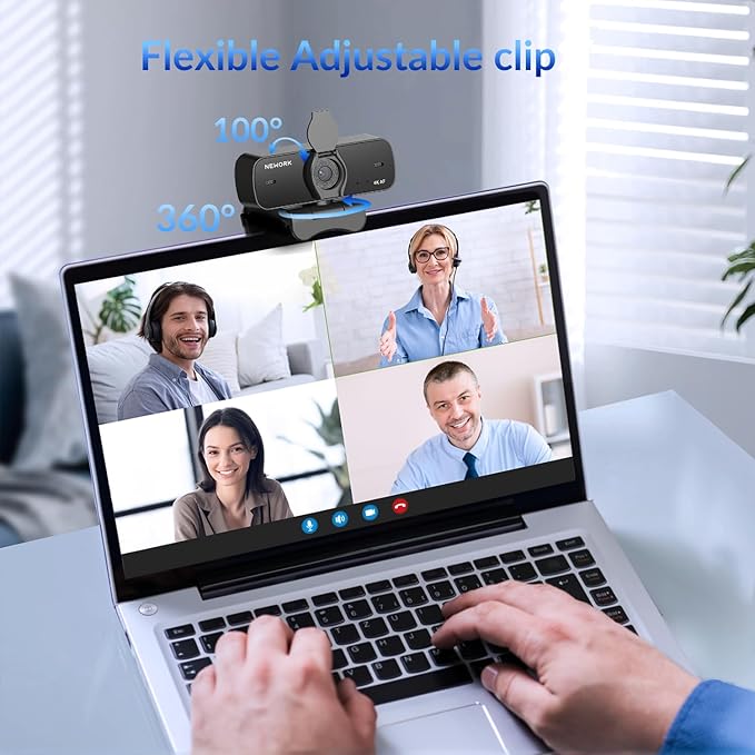 4K Webcam for PC with Stable Auto Focus, Smooth Video, 2 Noise-Cancelling Microphones, USB Plug & Play, Ideal for Online Teaching, Meetings, and Remote Communication