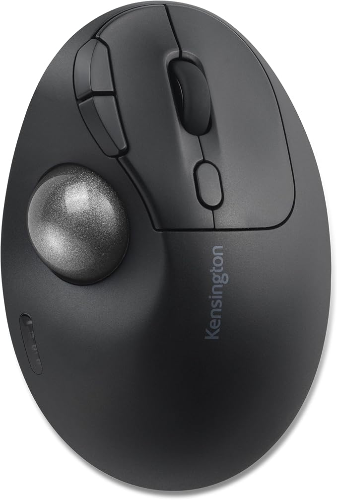 Kensington TB450A Wireless Trackball Mouse, Bluetooth LE & 2.4GHz Connection, 4 DPI Options, Connect up to 3 Devices (K72177WW), Black-Silver