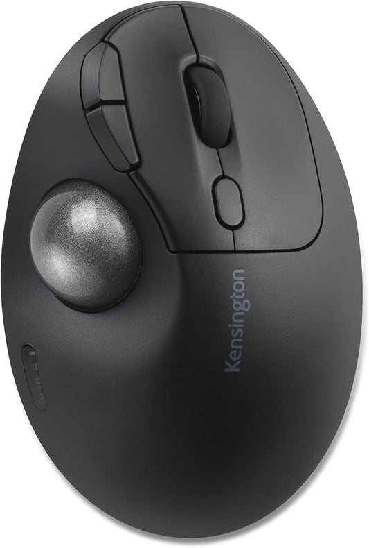 Kensington TB450A Wireless Trackball Mouse, Bluetooth LE & 2.4GHz Connection, 4 DPI Options, Connect up to 3 Devices (K72177WW), Black-Silver