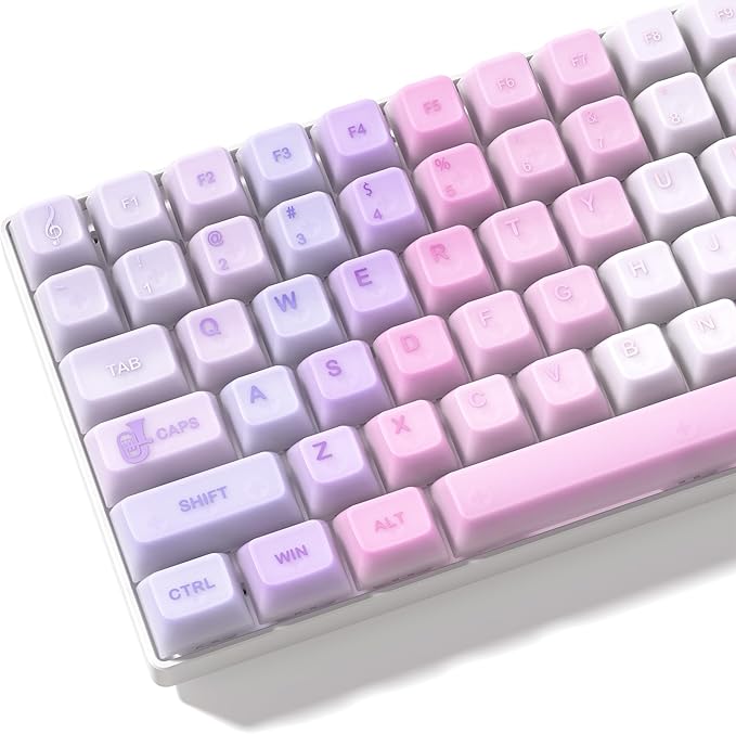 Womier Keyboard Keycaps Jelly - Shine Through keycaps, Transparent Clear Key Cap, Custom 60 65 75 100 Percent for Cherry MX, Outemu, Gateron Mechanical Keyboards (MDA Profile-Music)