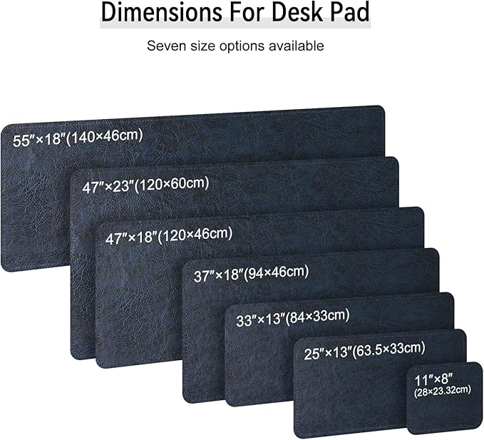 Imitation Crazy Horse Leather Desk Mat - Waterproof Desk Pad - Ideal for Large Mouse Pad and Desk Mats on Top of Desks (Dark Blue+Yellow, 25"*13")