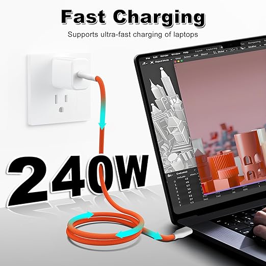 USB 4 Cable 16.5FT /5M, 20Gbps Data Transfer & 240W PD 3.1 Charging, Supports 5K/4K@60Hz Video, Compatible with Thunderbolt 4/3, MacBook, SSD, Docking Station, VR Headset, XPS, Surface Pro,orange