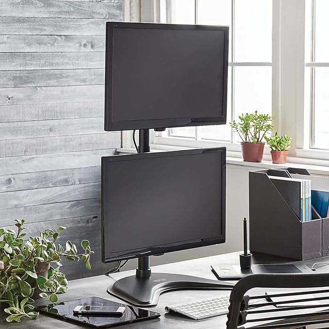 Tripp Lite Dual Monitor Mount Stand/Clamp, Vertical, Swivel & Tilt, 15-27 Inch, Flat Screen Display, Desktop Mount, Black (DDR1527SDC)