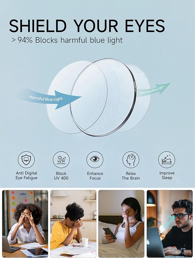 Oversized Square Blue Light Glasses for Woman Men fashion Reduce Eyestrain Protection for TV/Computer/Gaming