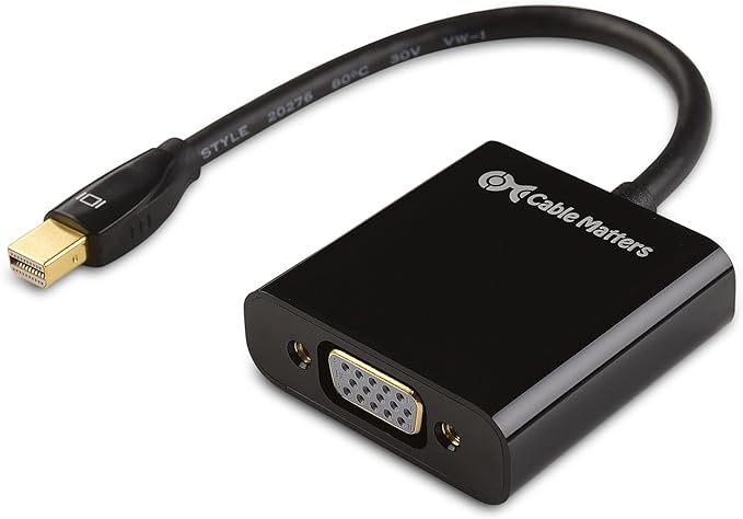 Cable Matters Mini DisplayPort to VGA Adapter (Mini DP to VGA) in Black - Thunderbolt and Thunderbolt 2 Port Compatible