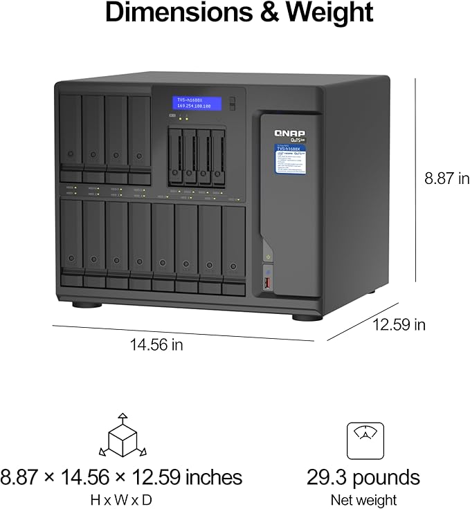 QNAP TVS-h1288X-W1250-16G High-speed media NAS with Intel® Xeon® W-1250 CPU and Two 10GbE Ports