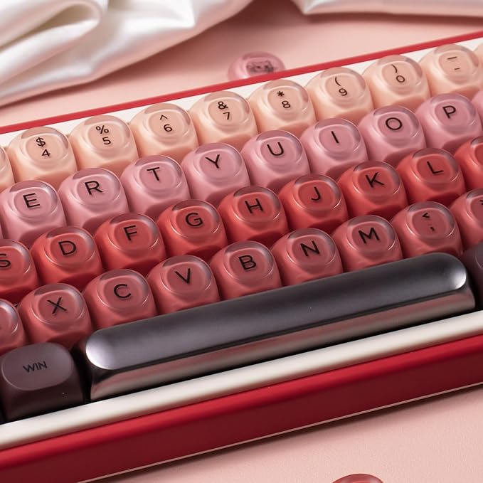 Sumgsn 132 Keys PBT Jelly Keycaps MOA Profile Red Keycaps Comaptible with Wooting Keyboard 61/64/87/104/108 Cherry Mx Switches Mechanical Keyboards
