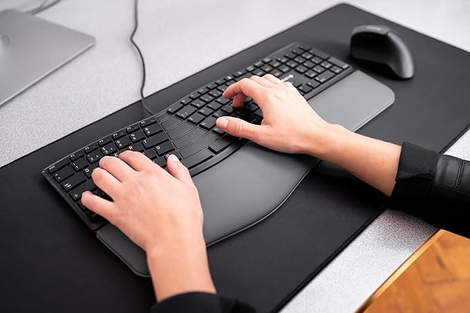 CHERRY AMERICAS LLC Ergo KC 4500 Keyboard-Cable Connectivity-USB Interface-109 Key-English (US)-QWERTZ Layout-Computer-Windows-Black,JK-4500EU-2
