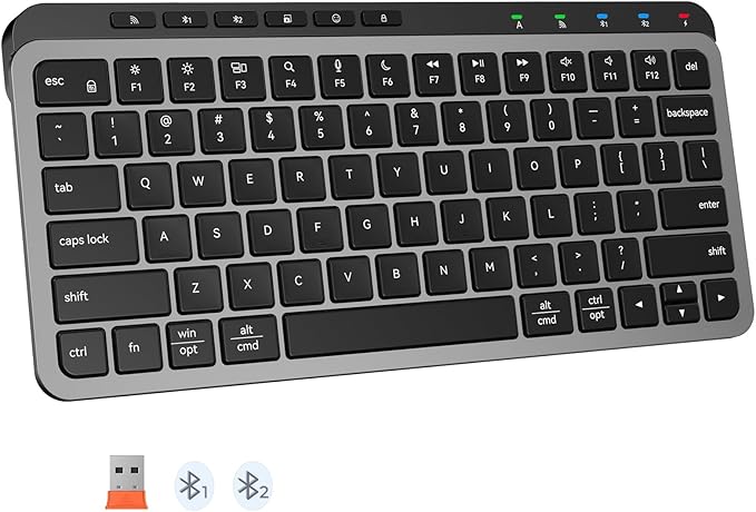 MEETION New Bluetooth Keyboard, K9991 Multi-Device Bluetooth Wireless Keyboard with Shortcut Keys, Rechargeable, Low-Profile Slim and Compact, Easy-Switch for Windows, MacOS, PC/Laptop/Tablet, Black
