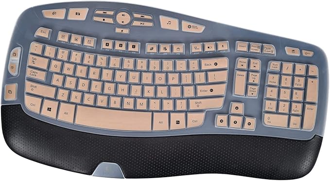 Keyboard Cover for Logitech K350 MK550 MK570 Keyboard Cover Skin for Logitech K350 MK550 MK570 Wireless Wave Keyboards Covers Skin Protector Accessories, Gold