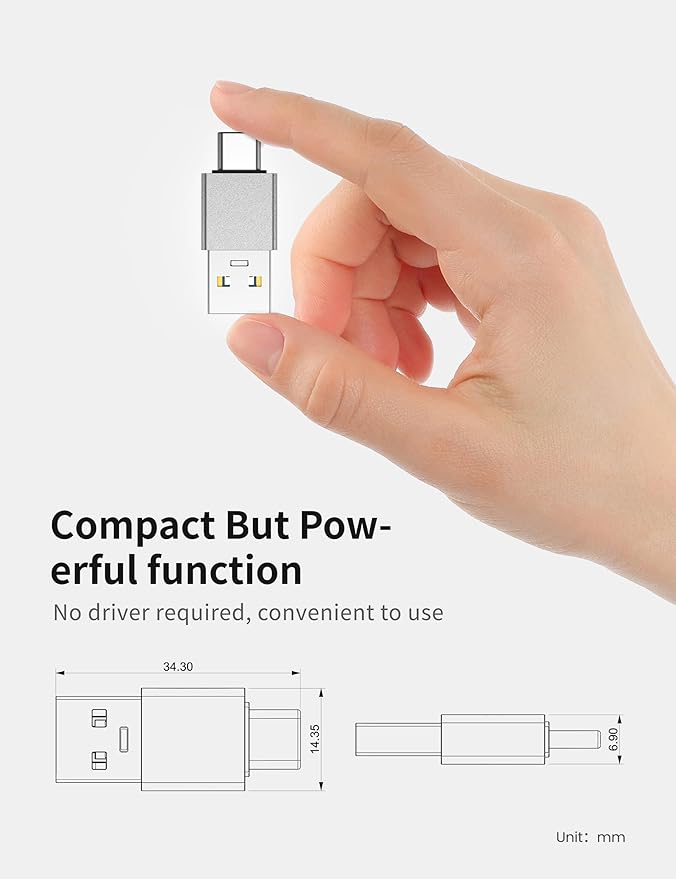 Fidioto Direct Connect! 5 Pack USB-A Male to Type-C Male Adapter Bi-Directional Data Transfer, 3.0 High-Speed - Bridge Old & New Devices | Compatible with Phones/Tablets/External HDDs
