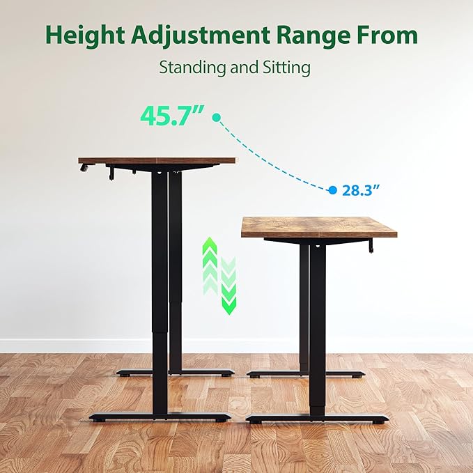 Agilestic Electric Standing Desk, 63 x 24 Inches Height Adjustable Desk, Sit Stand up Desk for Work Office Home, Splice Board, Rustic Brown