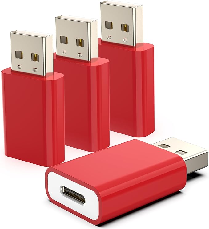 USB to USB-C Adapter Pack-4,Compatible with Apple MagSafe Watch 7/8/9/10/SE/Ultra,Type-C Female to USB Male Adapter for iPhone 16 15 14 13 12 Mini Pro Max,iPad,Galaxy Note,Google Pixel 9 8 7