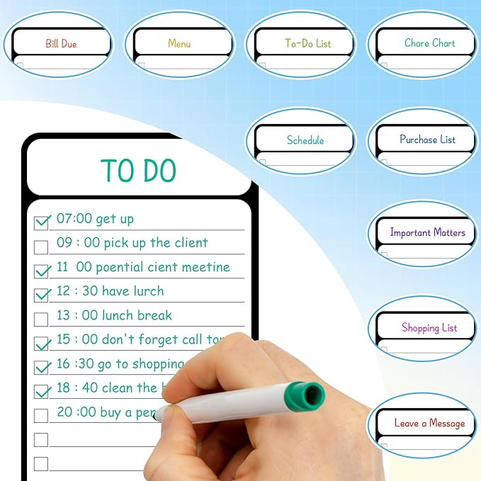 7-Piece Magnetic Dry Erase to-Do List White Board, 4'x11', Multifunctional Weekly Planner, Chore Chart, Dry Erase Planner for Refrigerator